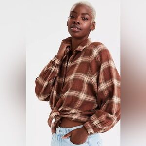 American Eagle Outfitters Brown Plaid Top